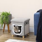 , Cat Bed Cube With Scratching Pad, Soft Detachable & Washable Cushion
